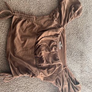 Hollister Brown Off the Shoulder Blouse Cropped